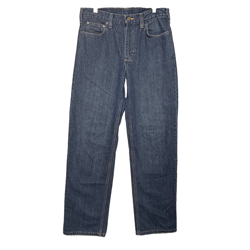 Carhartt Straight Leg Jeans Mens 30x34 Dark Blue Denim Workwear 101483